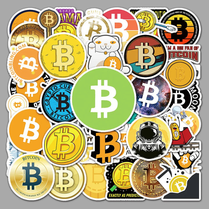 10/50pcs New Funny Bitcoin/Dogecoin Commemorative Coin Stickers for Motorcycle Notebook Bycicle Car Children Toys Decal Sticker