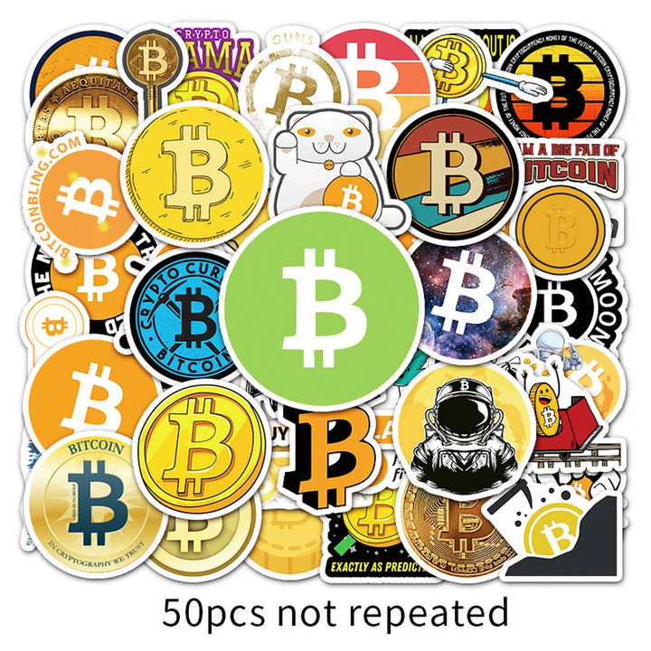 10/50pcs New Funny Bitcoin/Dogecoin Commemorative Coin Stickers for Motorcycle Notebook Bycicle Car Children Toys Decal Sticker