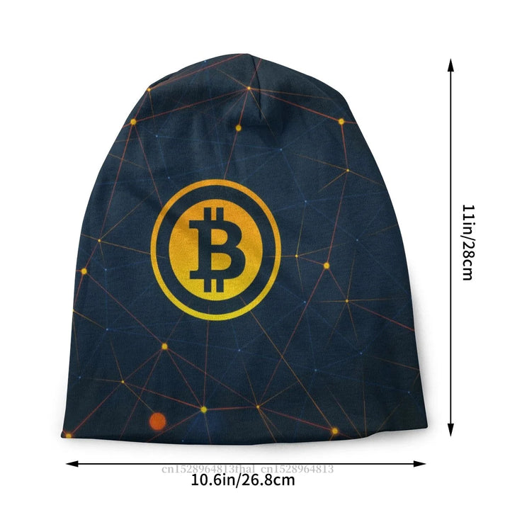 Luxury Bonnet Homme Winter Warm Knit Hat Bitcoin Cryptocurrency Skullies Beanies Caps Creative Fabric Hats