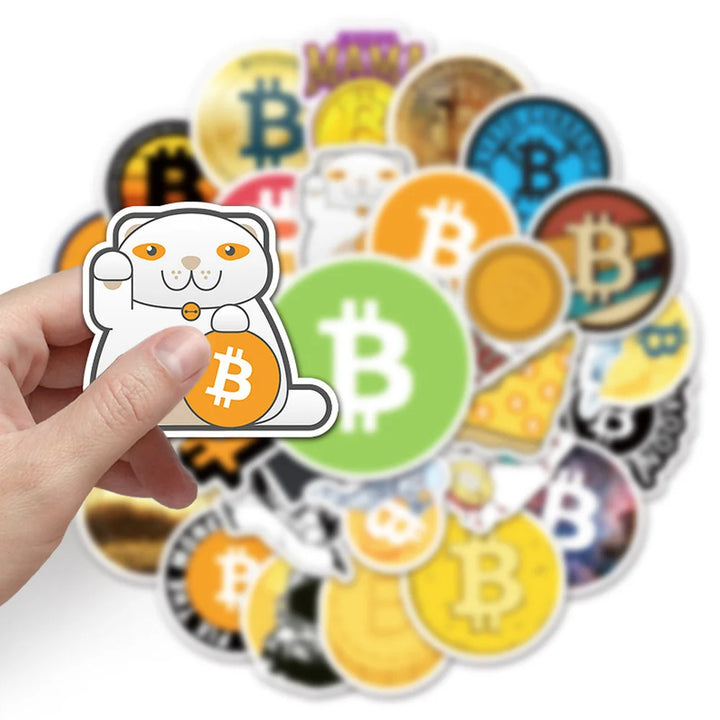 10/50pcs New Funny Bitcoin/Dogecoin Commemorative Coin Stickers for Motorcycle Notebook Bycicle Car Children Toys Decal Sticker