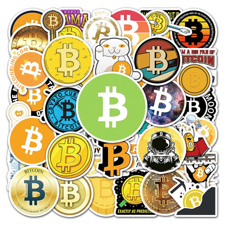 10/50pcs New Funny Bitcoin/Dogecoin Commemorative Coin Stickers for Motorcycle Notebook Bycicle Car Children Toys Decal Sticker