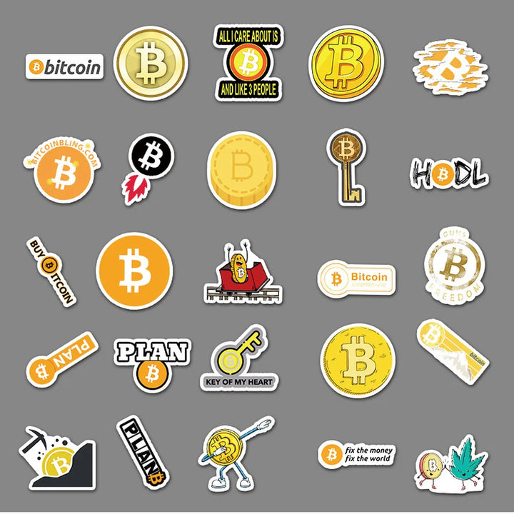 10/50pcs New Funny Bitcoin/Dogecoin Commemorative Coin Stickers for Motorcycle Notebook Bycicle Car Children Toys Decal Sticker