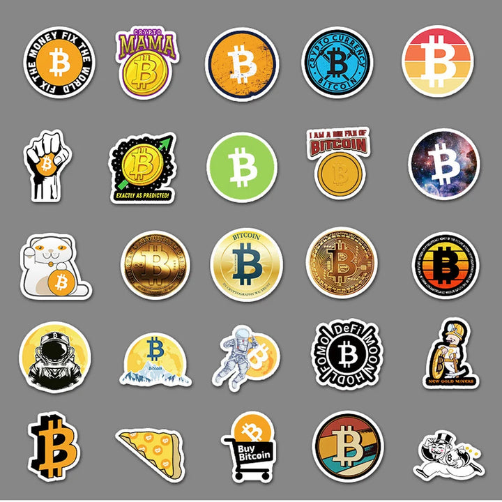 10/50pcs New Funny Bitcoin/Dogecoin Commemorative Coin Stickers for Motorcycle Notebook Bycicle Car Children Toys Decal Sticker