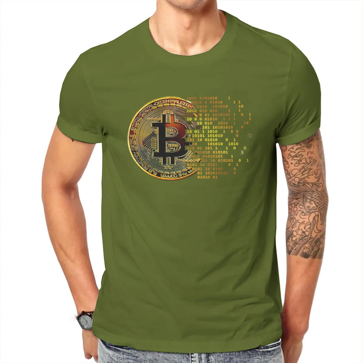 Crypto Cryptocurrency I Love Bitcoin Art Tshirt Classic Graphic Men's Tees Tops Loose Cotton Crewneck T Shirt