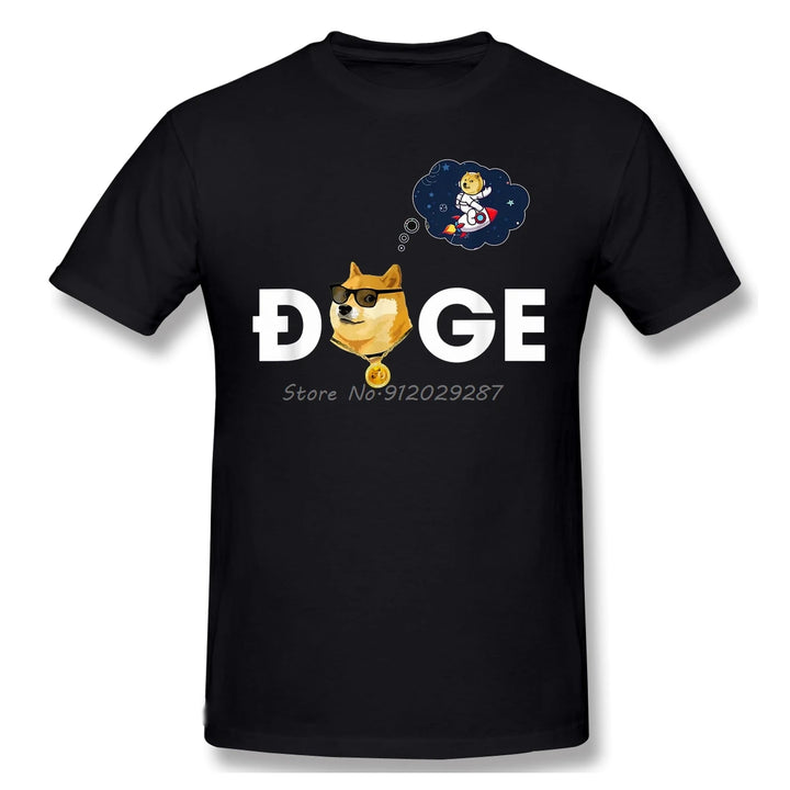 Doge Dogecoin  Bitcoin  2021 New Arrival TShirt Hold To The Moon Funny Crypto Currency Meme Oversize Cotton Shirt Men T-Shirt