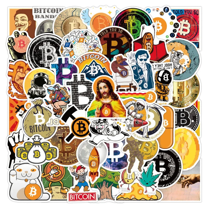 10/50Pcs Funny Bitcoin/Dogecoin Commemorative Coin Stickers for Motorcycle Notebook Computer Car Children's Toys Decal