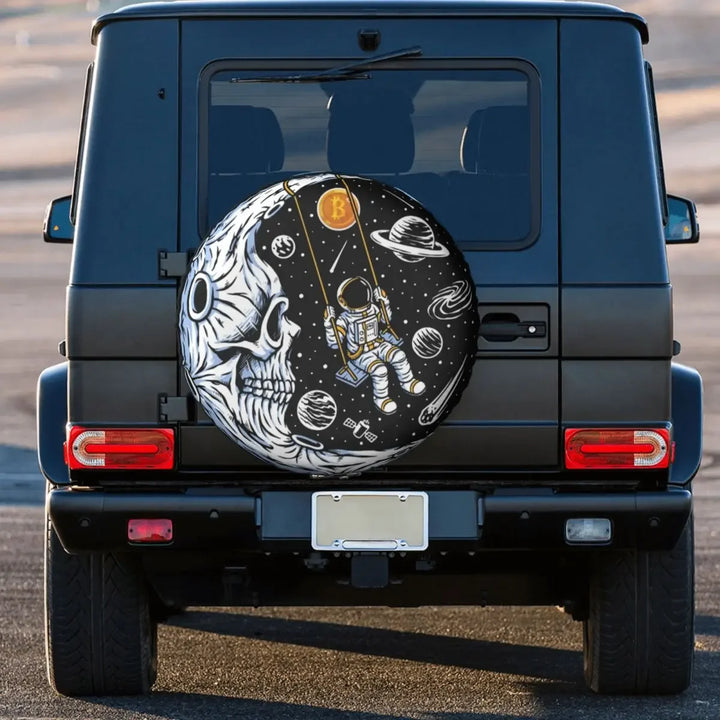 Bitcoin Prize To The Moon Tire Cover 4WD 4x4 RV Cryptocurrency Blockchain Spare Wheel Protector for Honda CRV 14" 16" 17" Inch