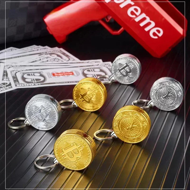 New Unique Pendant Creative Bitcoin Gold Coin Shape Open Flame Pendant Lighter Butane Gas Spot Commemorative Virtual Currency