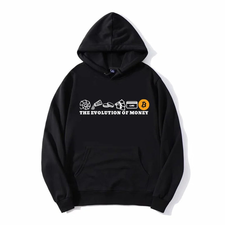 Men Women's Hoodie The Evolution Of Money Bitcoin Btc Crypto Cryptocurrency Blockchain Hoody Sweatshirt Oversized Clothing