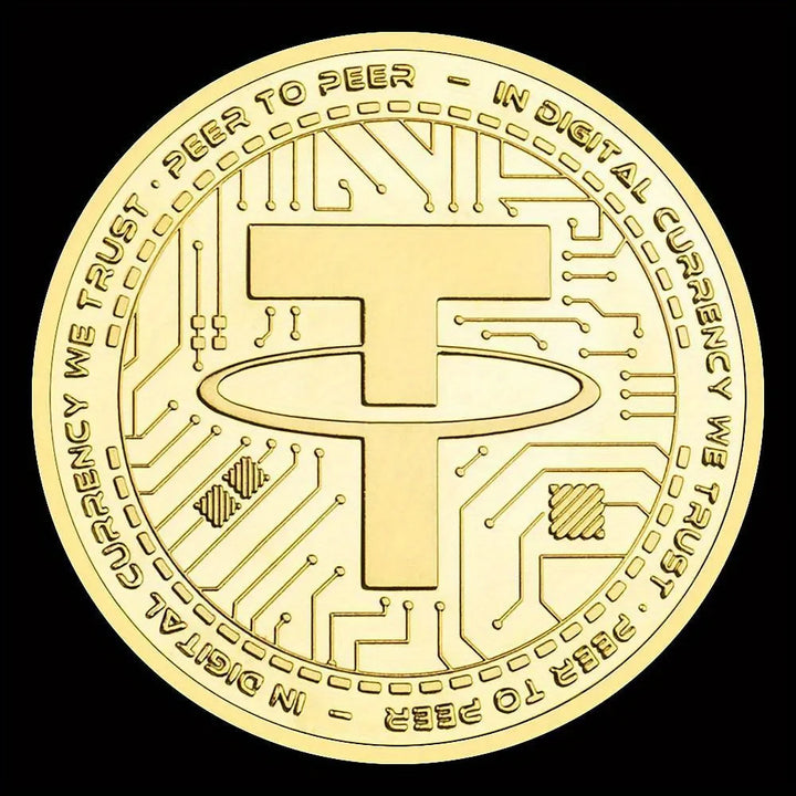 USDT Cryptocurrency Physical Coin Tether USD Collectible Golden Plated Crypto Coin Souvenir Gift Commemorative Coin