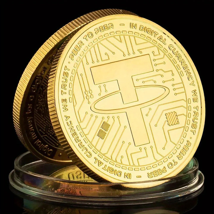 USDT Cryptocurrency Physical Coin Tether USD Collectible Golden Plated Crypto Coin Souvenir Gift Commemorative Coin