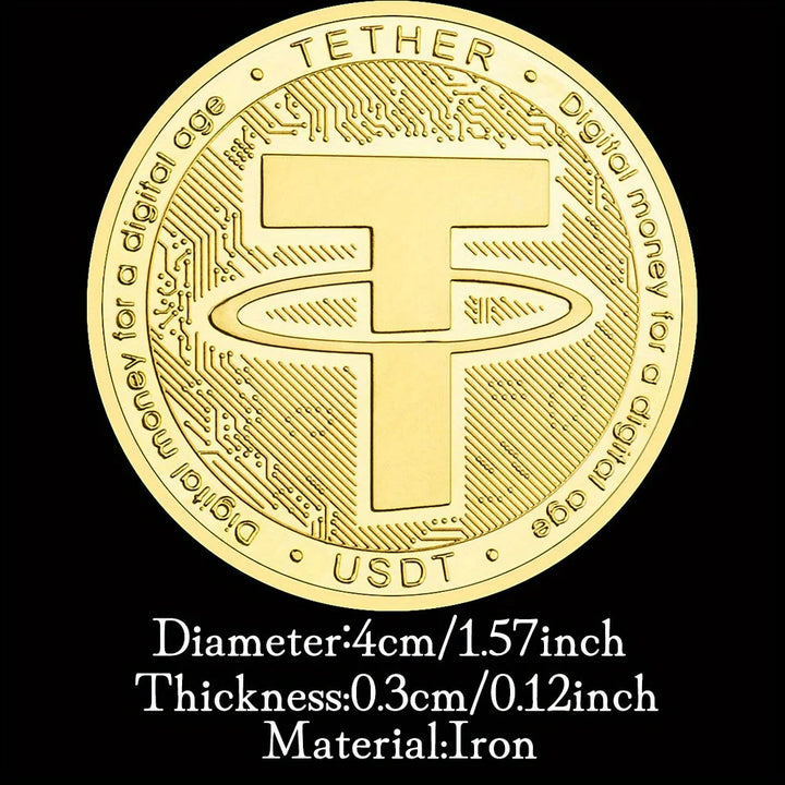 USDT Cryptocurrency Physical Coin Tether USD Collectible Golden Plated Crypto Coin Souvenir Gift Commemorative Coin