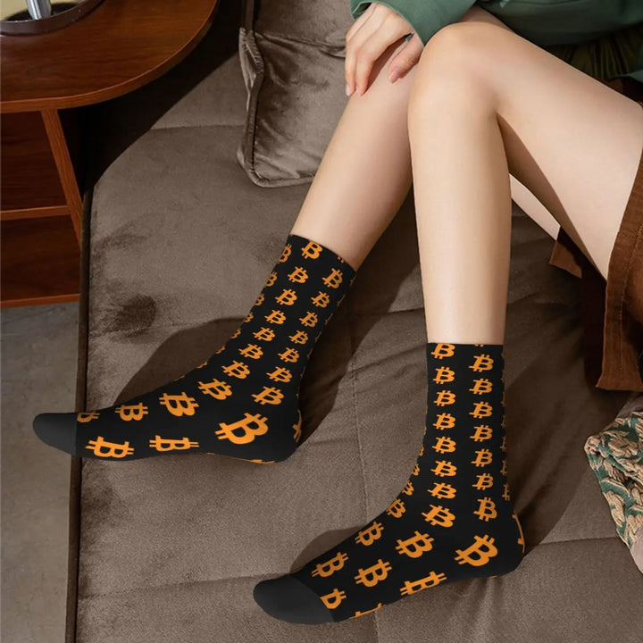 Bitcoin Cryptocurrency BTC Unisex Winter Socks Hip Hop Happy Socks street style Crazy Sock