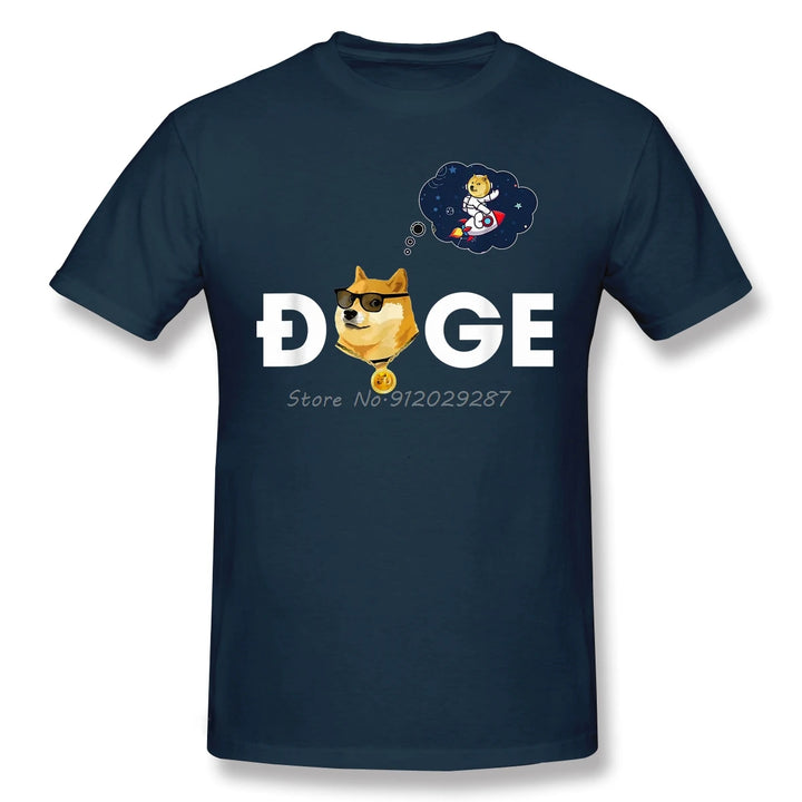 Doge Dogecoin  Bitcoin  2021 New Arrival TShirt Hold To The Moon Funny Crypto Currency Meme Oversize Cotton Shirt Men T-Shirt