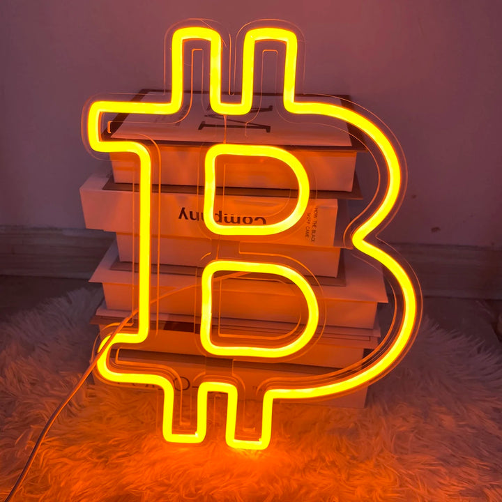 Bitcoin Neon Sign Custom Led Neon Neon for Home Bar Shop Wall Decor Bitcoin Art Signs Trader Wall Decor Man Cave Bar Sign