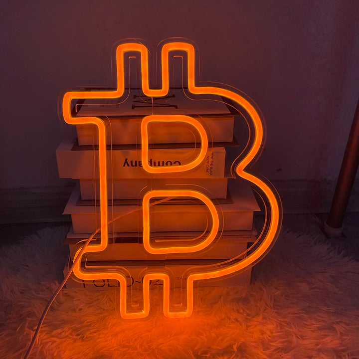 Bitcoin Neon Sign Custom Led Neon Neon for Home Bar Shop Wall Decor Bitcoin Art Signs Trader Wall Decor Man Cave Bar Sign