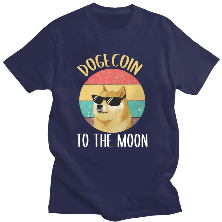 Harajuku Crewneck Men Tshirt Bitcoin Cryptocurrency Art Dogecoin To The Moon Classic T-shirt Vintage Men Cotton Breathable Tops