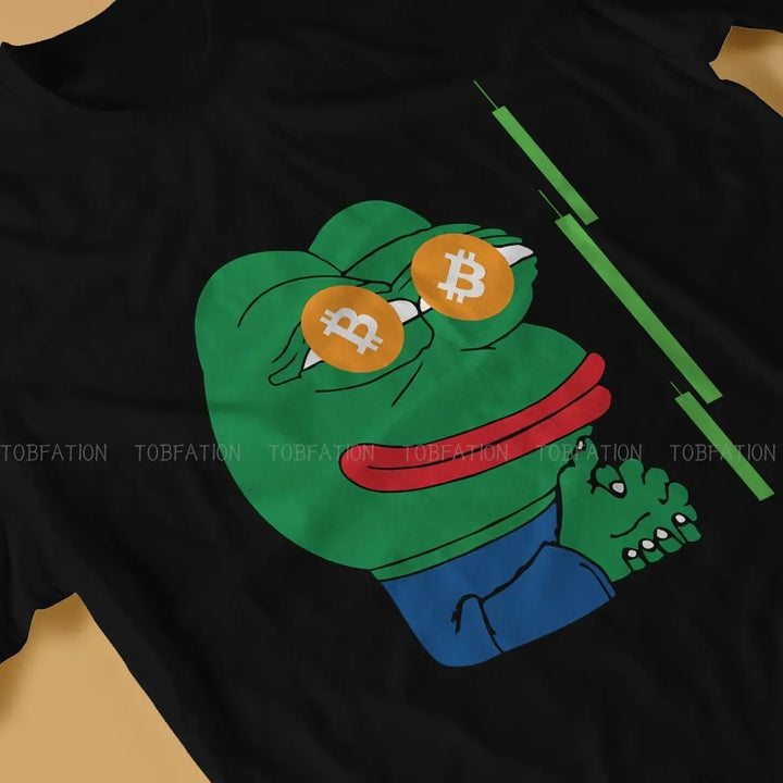 Pepe Frog Animal TShirt for Men Bitcoin Crypto Humor Summer Sweatshirts T Shirt High Quality Trendy Loose