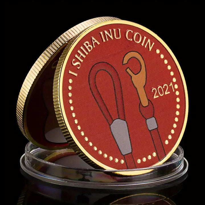 Dogecoin Killer SHIBA Inu Coin (SHIB) CRYPTO Metal Golden Plated Physical Shib Red Coin Doge Killer Souvenir Coins