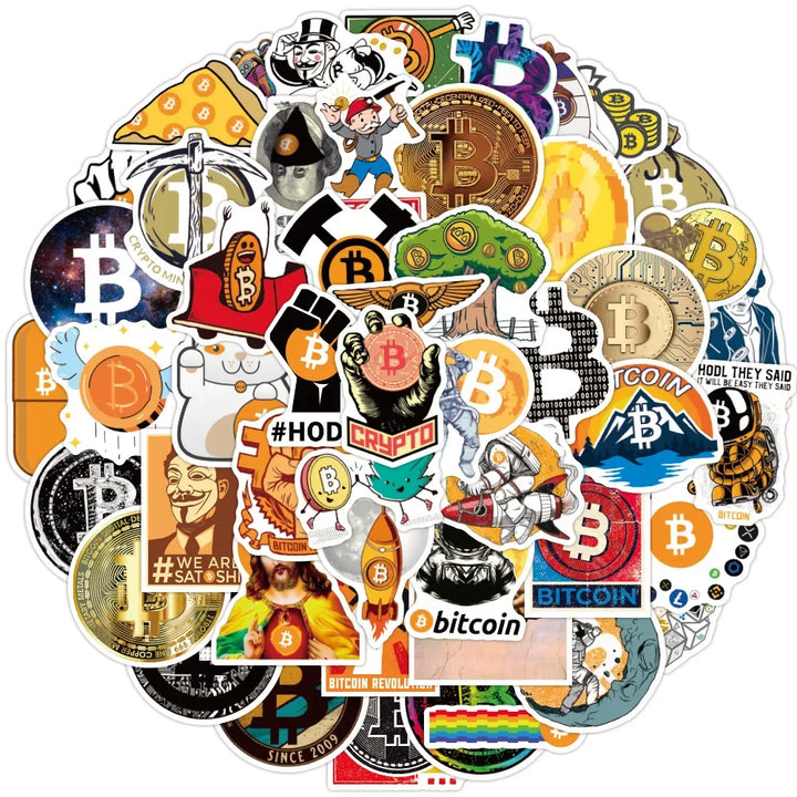 10/50Pcs Funny Bitcoin/Dogecoin Commemorative Coin Stickers for Motorcycle Notebook Computer Car Children's Toys Decal