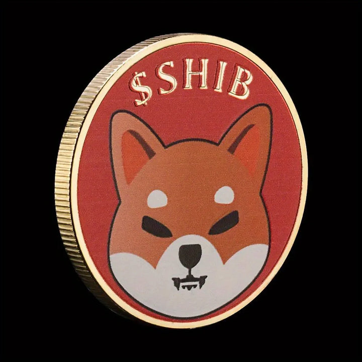 Dogecoin Killer SHIBA Inu Coin (SHIB) CRYPTO Metal Golden Plated Physical Shib Red Coin Doge Killer Souvenir Coins