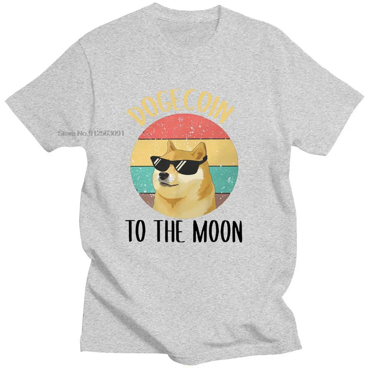 Harajuku Crewneck Men Tshirt Bitcoin Cryptocurrency Art Dogecoin To The Moon Classic T-shirt Vintage Men Cotton Breathable Tops