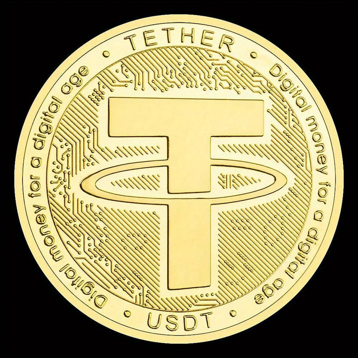 USDT Cryptocurrency Physical Coin Tether USD Collectible Golden Plated Crypto Coin Souvenir Gift Commemorative Coin