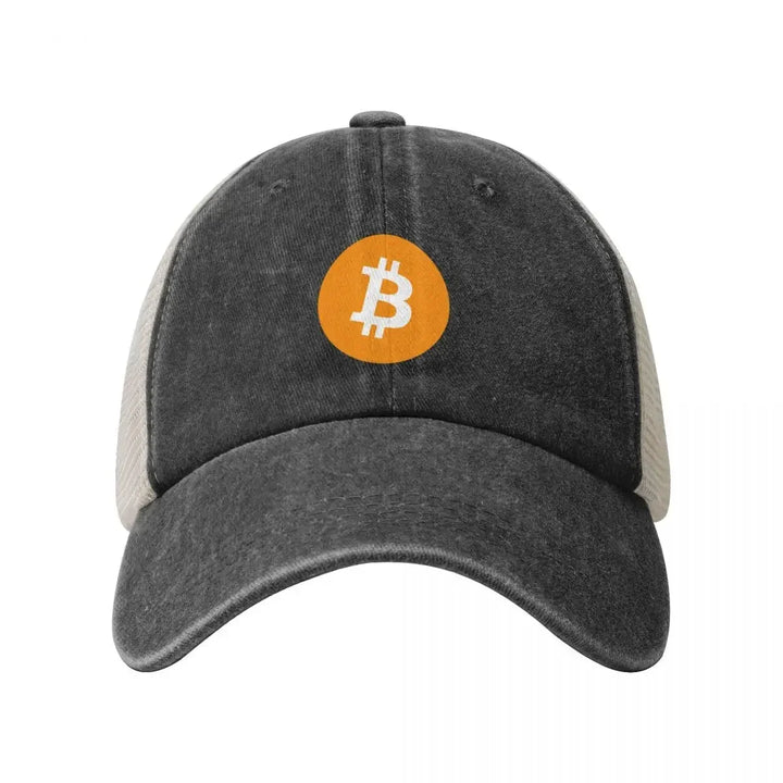 Bitcoin Logo Hat Bitcoin Cryptocurrency Crypto Cowboy Mesh Baseball Cap Golf fishing hat Sports Cap Women's Beach Visor Men's