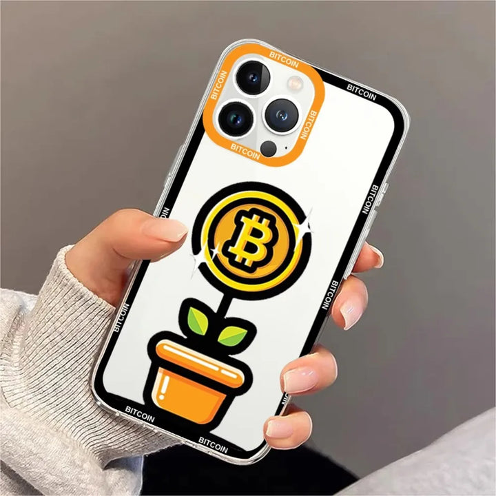 Bitcoin Phone Case For iPhone 11 12 Mini 13 14 Pro Max Transparent Shell