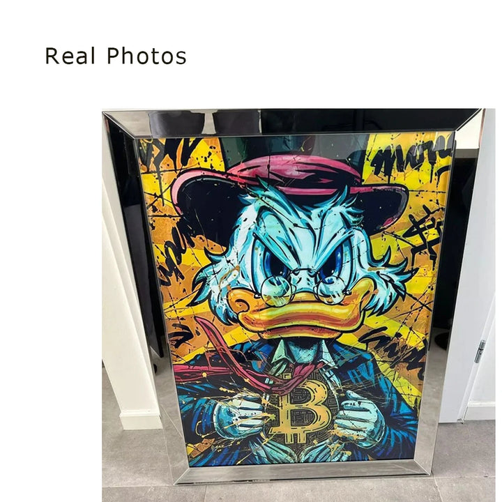 Bitcoin Money Crypto Rain Graffiti Canvas – Donald Duck Wall Art