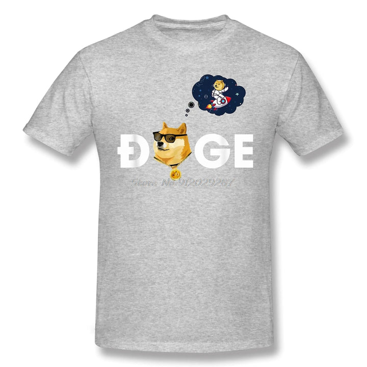 Doge Dogecoin  Bitcoin  2021 New Arrival TShirt Hold To The Moon Funny Crypto Currency Meme Oversize Cotton Shirt Men T-Shirt