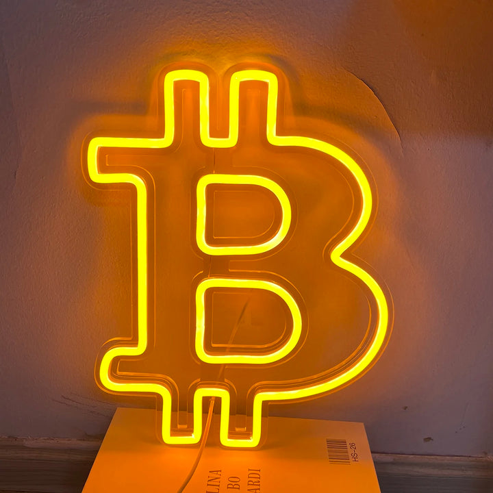 Bitcoin Neon Sign Custom Led Neon Neon for Home Bar Shop Wall Decor Bitcoin Art Signs Trader Wall Decor Man Cave Bar Sign