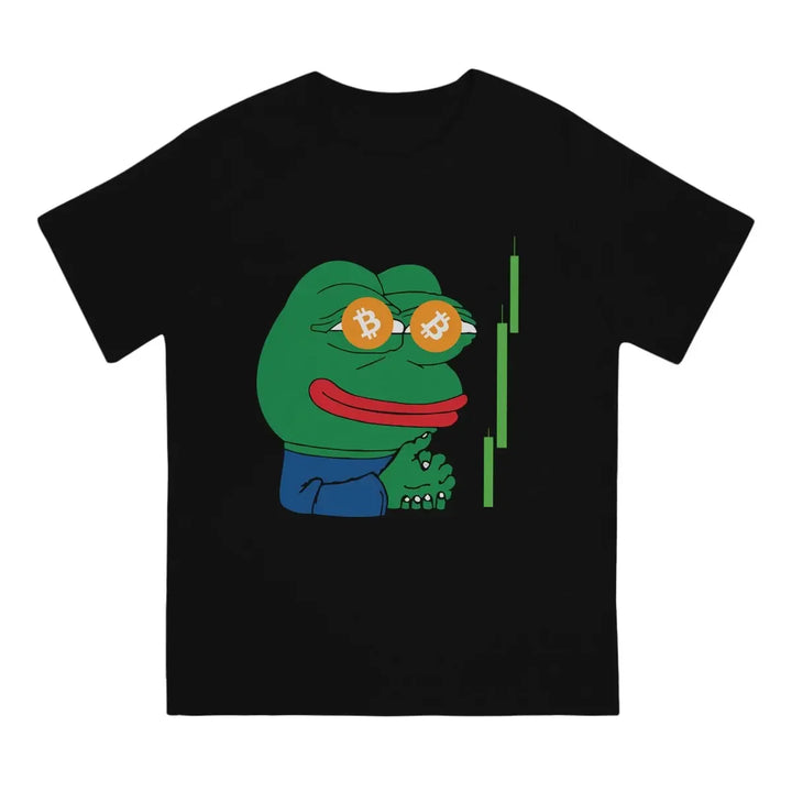 Pepe Frog Animal TShirt for Men Bitcoin Crypto Humor Summer Sweatshirts T Shirt High Quality Trendy Loose