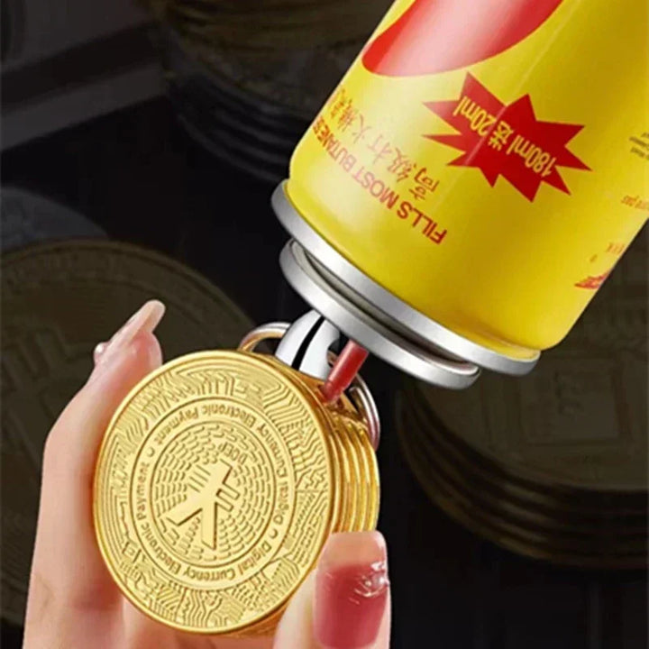 New Unique Pendant Creative Bitcoin Gold Coin Shape Open Flame Pendant Lighter Butane Gas Spot Commemorative Virtual Currency