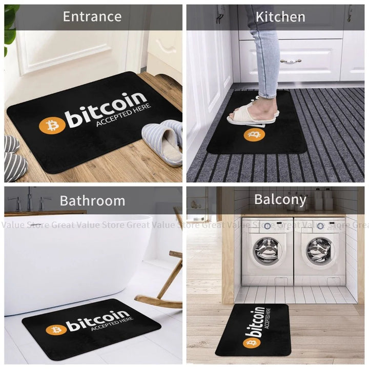 Cryptocurrency Bedroom Mat Bitcoin Accepted Here Doormat Living Room Carpet Outdoor Rug Home Decoration