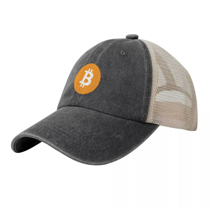 Bitcoin Logo Hat Bitcoin Cryptocurrency Crypto Cowboy Mesh Baseball Cap Golf fishing hat Sports Cap Women's Beach Visor Men's