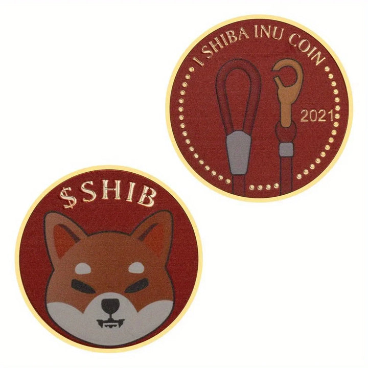 Dogecoin Killer SHIBA Inu Coin (SHIB) CRYPTO Metal Golden Plated Physical Shib Red Coin Doge Killer Souvenir Coins