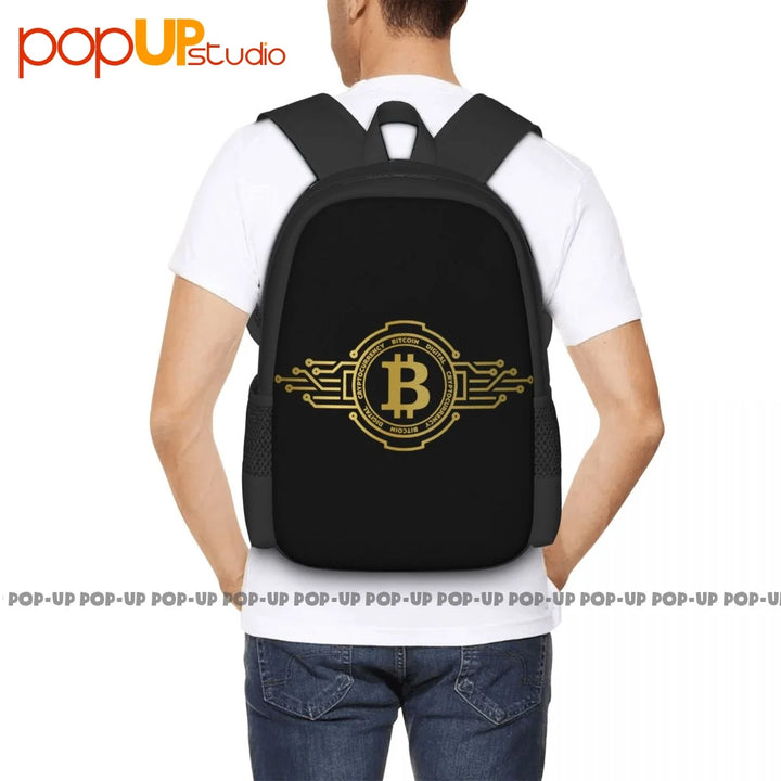 Bitcoin Crypto Currency Traders Gold Coin Backpack Large Capacity Gym Schoolbag Sports Style Clothes Backpacks