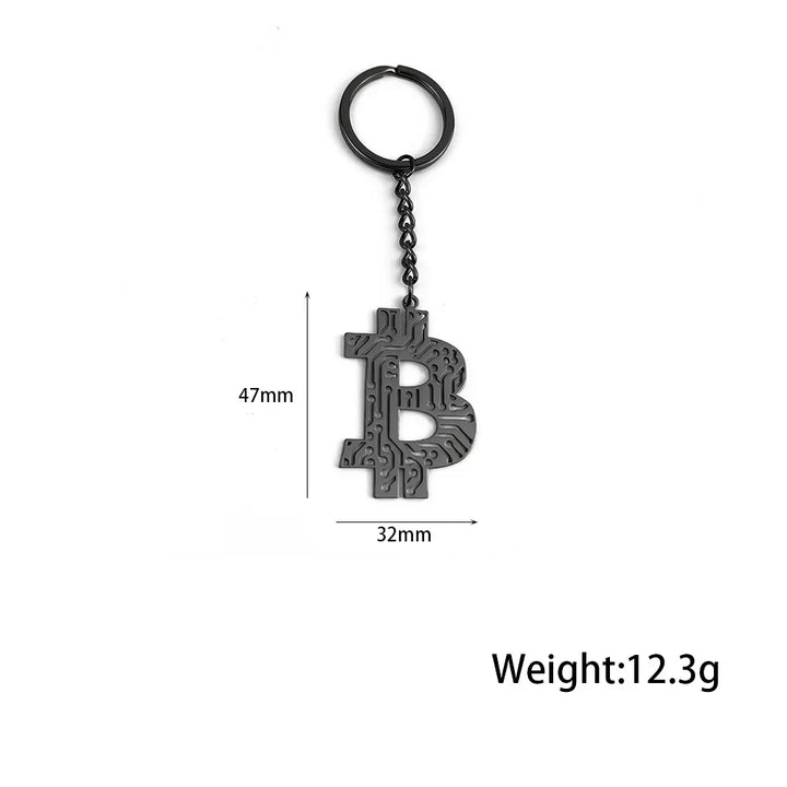 New Newest Bitcoin Keychain Gold Color Silver Color Music Band Keyring Pendant Women and Men Jewelry Collection Gift