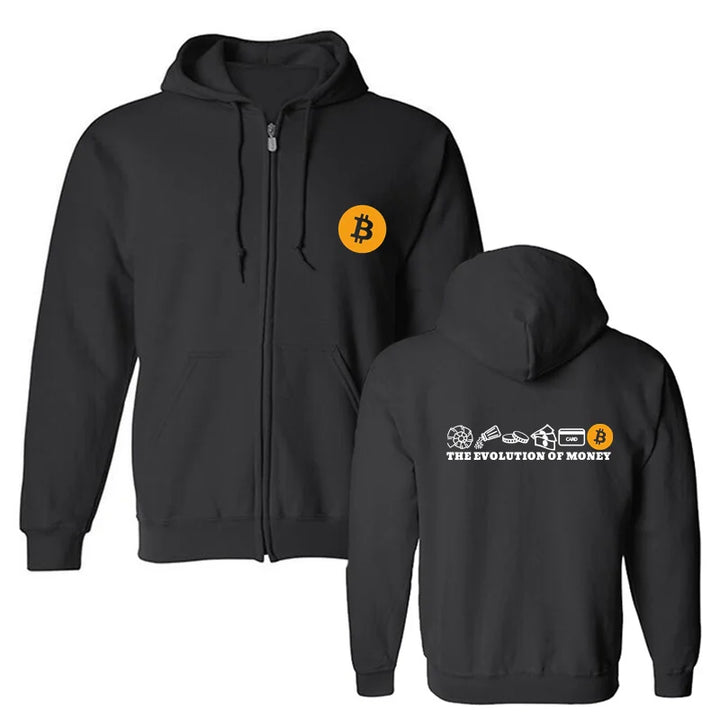 Men Women's Hoodie The Evolution Of Money Bitcoin Btc Crypto Cryptocurrency Blockchain Hoody Sweatshirt Oversized Clothing