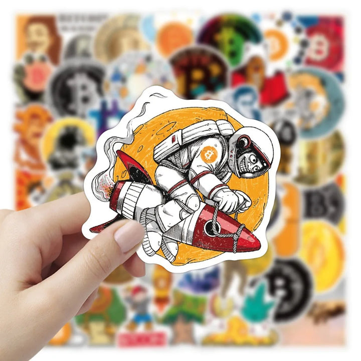 Bitcoin Waterproof Stickers – 10/30/50PCS Crypto-Themed PVC Decals for Laptops, Phones & More | Showcase Your Crypto Pride