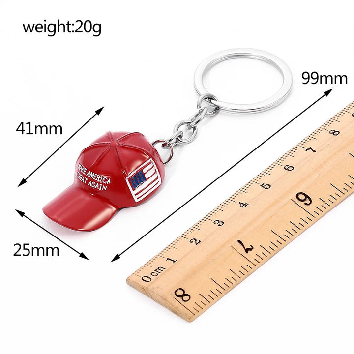 New Trump Red Hat Pendant Keychain American Flag Hat Make America Great Again Metal Key Chain For Men Cap Car Key Ring Jewelry