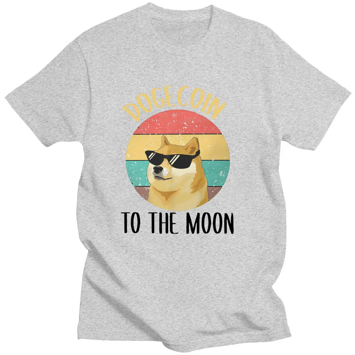 Harajuku Crewneck Men Tshirt Bitcoin Cryptocurrency Art Dogecoin To The Moon Classic T-shirt Vintage Men Cotton Breathable Tops