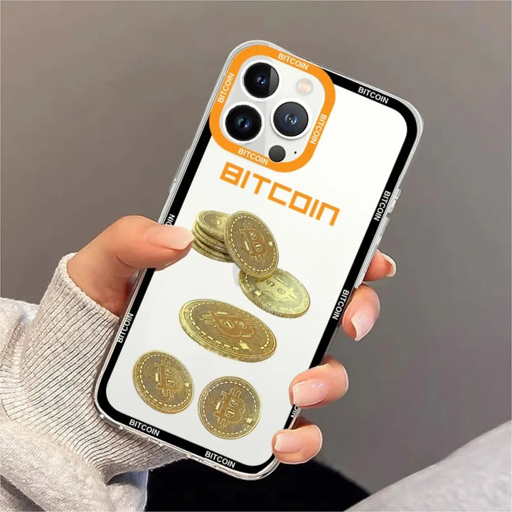 Bitcoin Phone Case For iPhone 11 12 Mini 13 14 Pro Max Transparent Shell