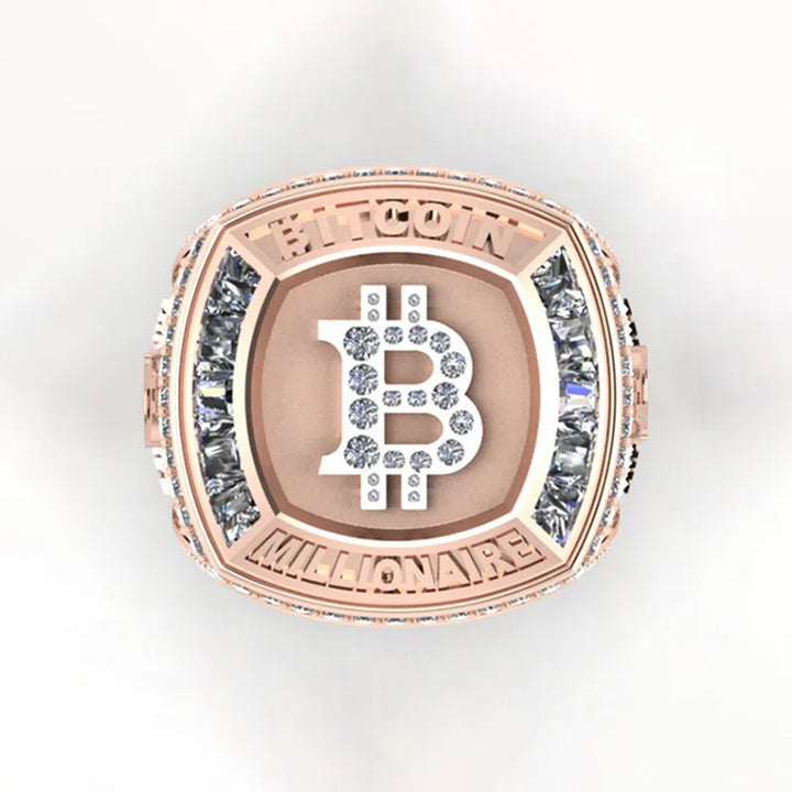 Men Women Luxury Bitcoin Commemorative Ring Creative Metal Punk Hip Hop Rock Trend Men's Ring Party Light Luxury Jewelry Gifts