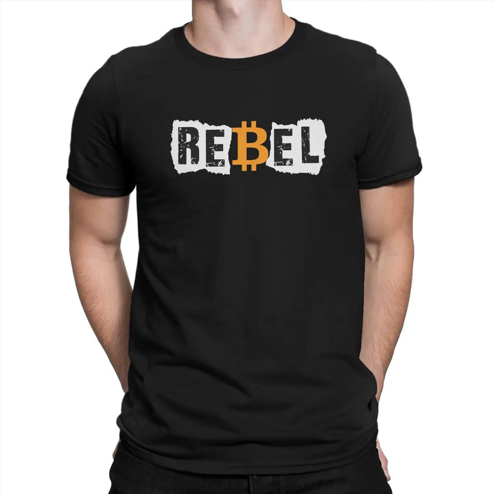 Rebel Man's TShirt Bitcoin Crypto O Neck Short Sleeve Polyester T Shirt Funny Birthday Gifts