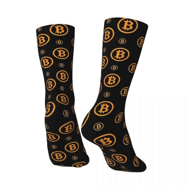 Hip Hop Vintage Bitcoin Logo Pattern Crazy Men's Socks Unisex Bitcoin Harajuku Pattern Printed Crew Sock Boys Gift