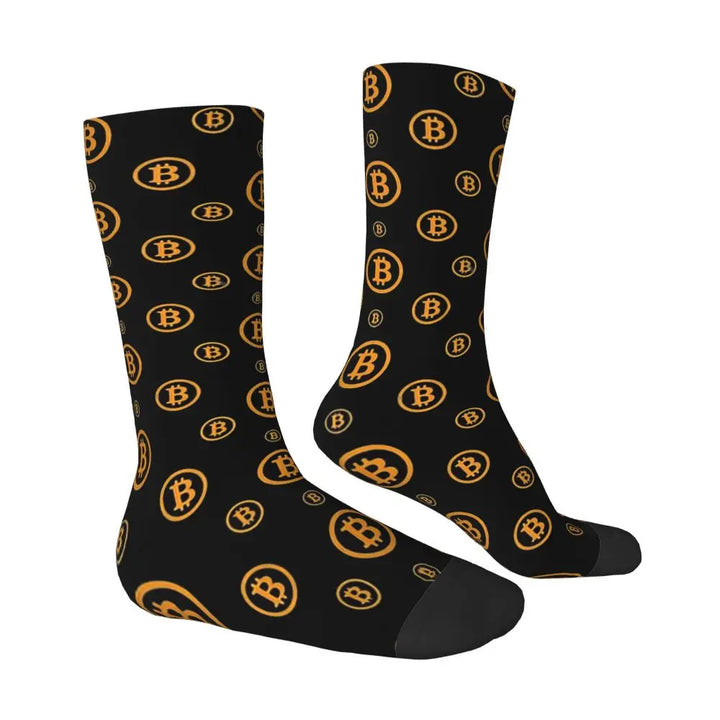 Hip Hop Vintage Bitcoin Logo Pattern Crazy Men's Socks Unisex Bitcoin Harajuku Pattern Printed Crew Sock Boys Gift