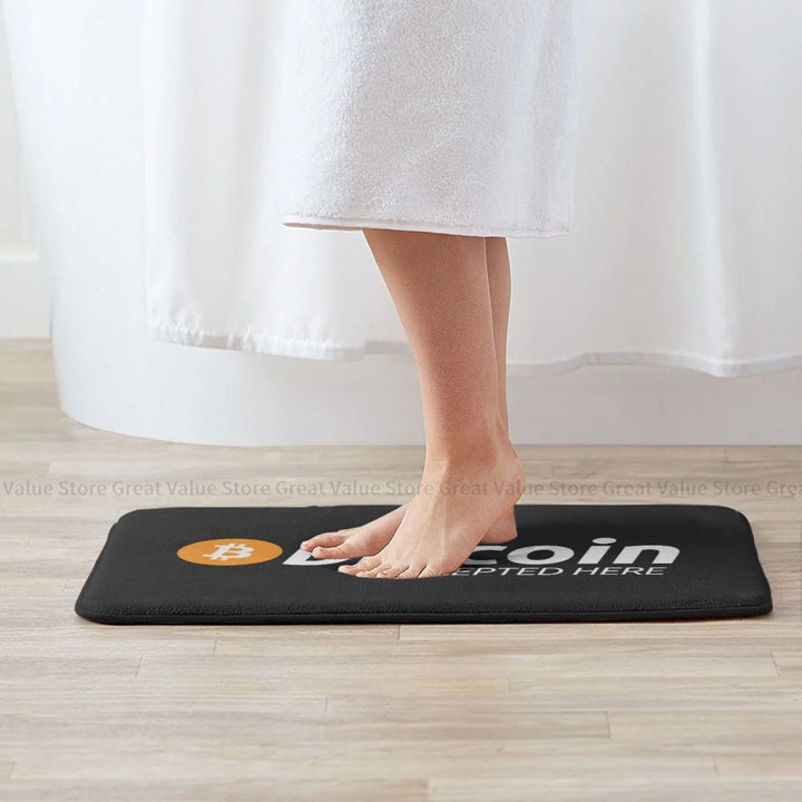 Cryptocurrency Bedroom Mat Bitcoin Accepted Here Doormat Living Room Carpet Outdoor Rug Home Decoration