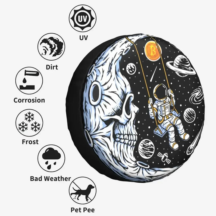 Bitcoin Prize To The Moon Tire Cover 4WD 4x4 RV Cryptocurrency Blockchain Spare Wheel Protector for Honda CRV 14" 16" 17" Inch